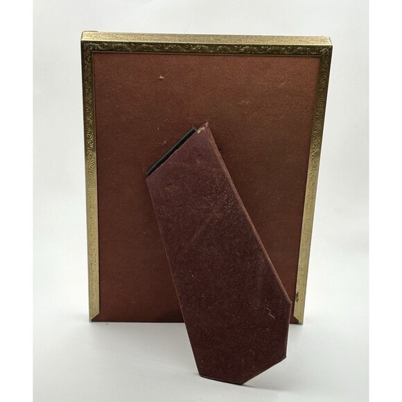 Vintage Gold Tone Picture Frame Holds 5x7 Inches Velvet Backing Used - Picture 9 of 16